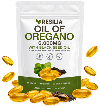 Resilia Oil Of Oregano Softgels with Black Seed Oil - 60 Softgels | Non-GMO, Gluten-Free and Soy-Free