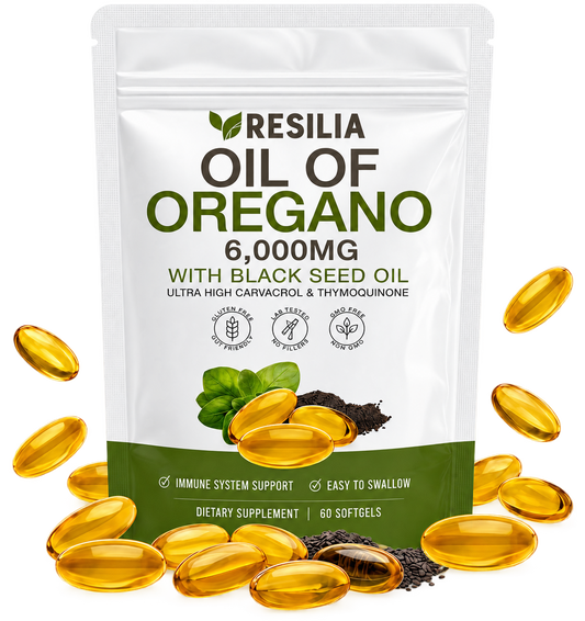 Resilia Oil Of Oregano Softgels with Black Seed Oil - 60 Softgels | Non-GMO, Gluten-Free and Soy-Free